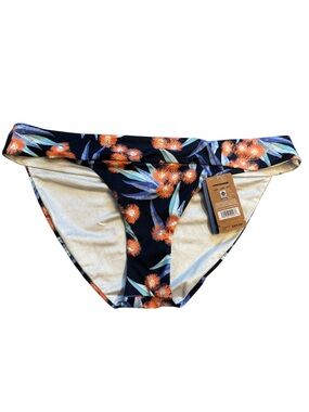 Patagonia Nireta Nanogrip Non-Slip Bikini Bottom Navy and Orange Floral-Size L
